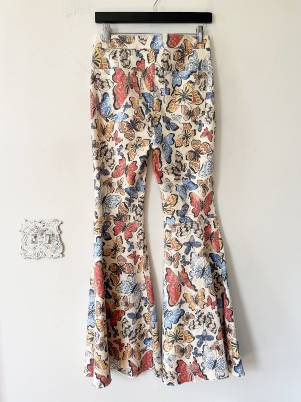 NWT Free People Just Float On Butterfly Print Flare Jeans 28 Boho Festival - Picture 9 of 11